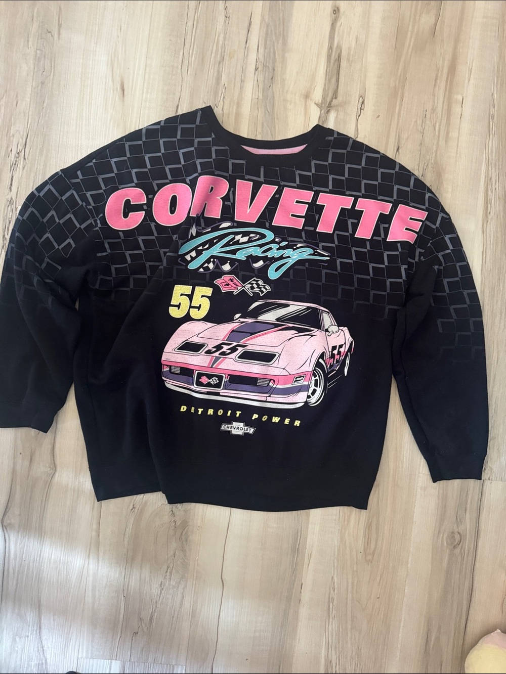 Corvette Racing Graphic Sweater - Black with Pink Accents
